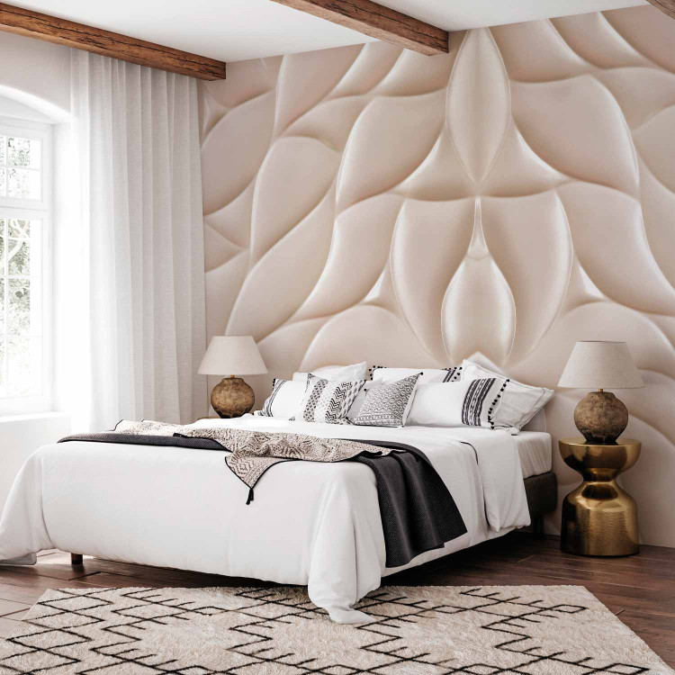 Wall Mural White abstraction - composition depicting a quilted motif 138797 additionalImage 2