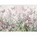Wall Mural Winged meadow - landscape with plants and butterflies in shades of pink 143497 additionalThumb 1
