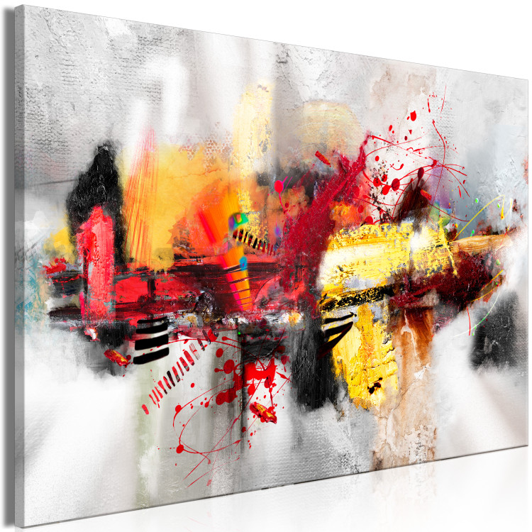 Canvas Colorful Abstraction - Shapes with Expressive Paintings on a Gray Background 146597 additionalImage 2