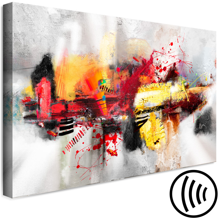 Canvas Colorful Abstraction - Shapes with Expressive Paintings on a Gray Background 146597 additionalImage 6