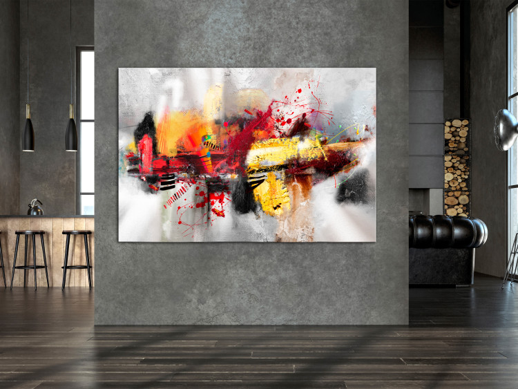 Canvas Colorful Abstraction - Shapes with Expressive Paintings on a Gray Background 146597 additionalImage 3