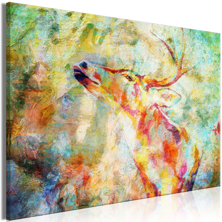 Canvas Art Print Fairytale Deer (1-piece) Wide - animal on a colorful background 149097 additionalImage 2