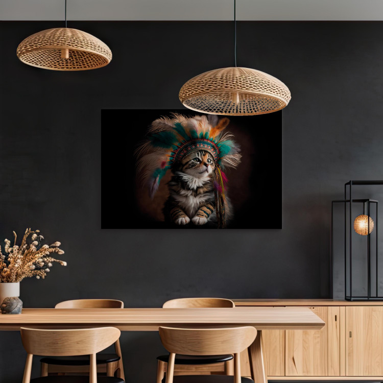 Canvas AI Kitty - Portrait of a Proud Animal in an Indian Headdress - Horizontal 150197 additionalImage 5