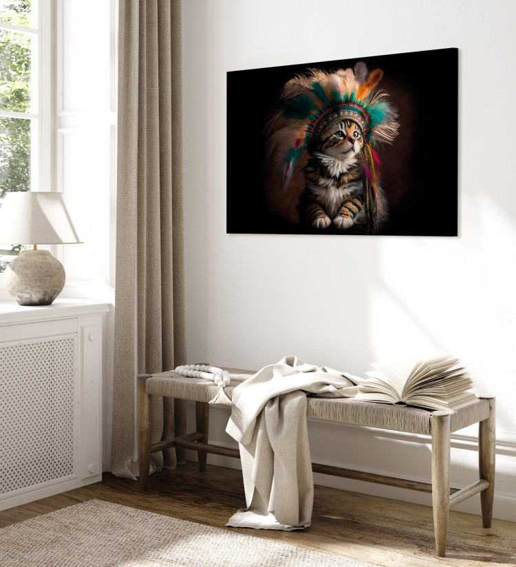 Canvas AI Kitty - Portrait of a Proud Animal in an Indian Headdress - Horizontal 150197 additionalImage 4