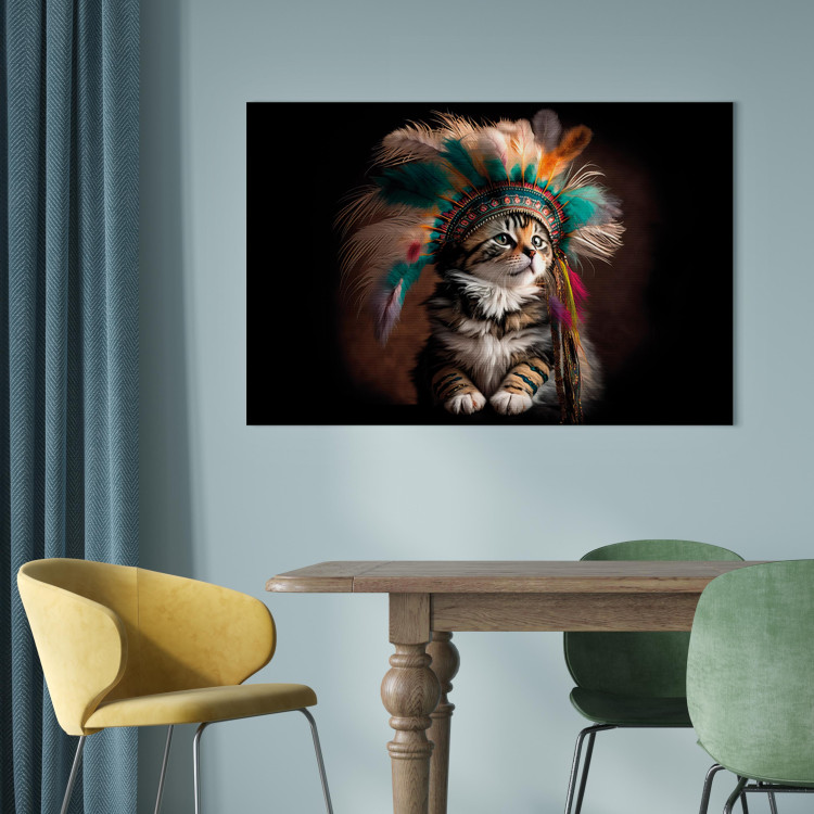 Canvas AI Kitty - Portrait of a Proud Animal in an Indian Headdress - Horizontal 150197 additionalImage 3