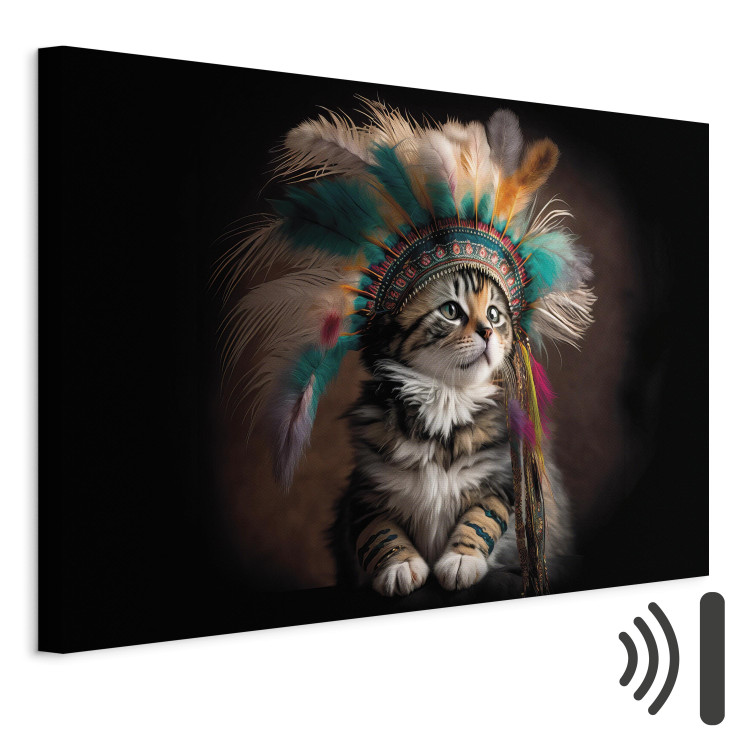 Canvas AI Kitty - Portrait of a Proud Animal in an Indian Headdress - Horizontal 150197 additionalImage 8