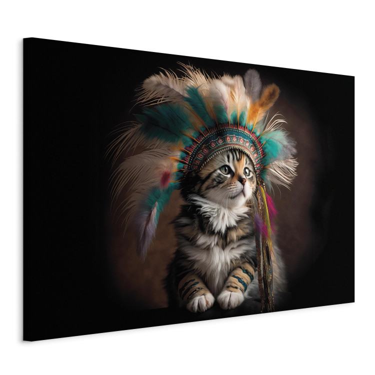 Canvas AI Kitty - Portrait of a Proud Animal in an Indian Headdress - Horizontal 150197 additionalImage 2