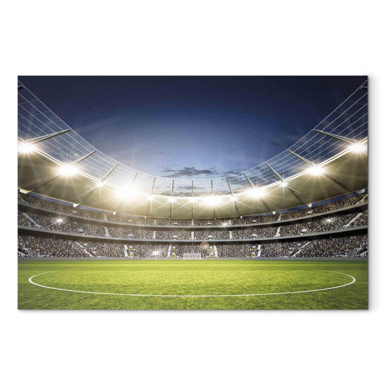 Canvas Art Print Football Stadium - Illuminated Pitch and Stands Before the Final Match 151197