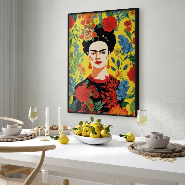 Poster Frida Kahlo - Geometric Portrait on Yellow Floral Background 152197 additionalImage 14