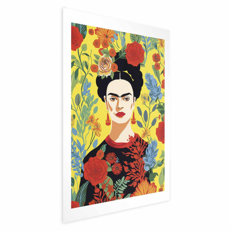 Poster Frida Kahlo - Geometric Portrait on Yellow Floral Background 152197 additionalImage 19