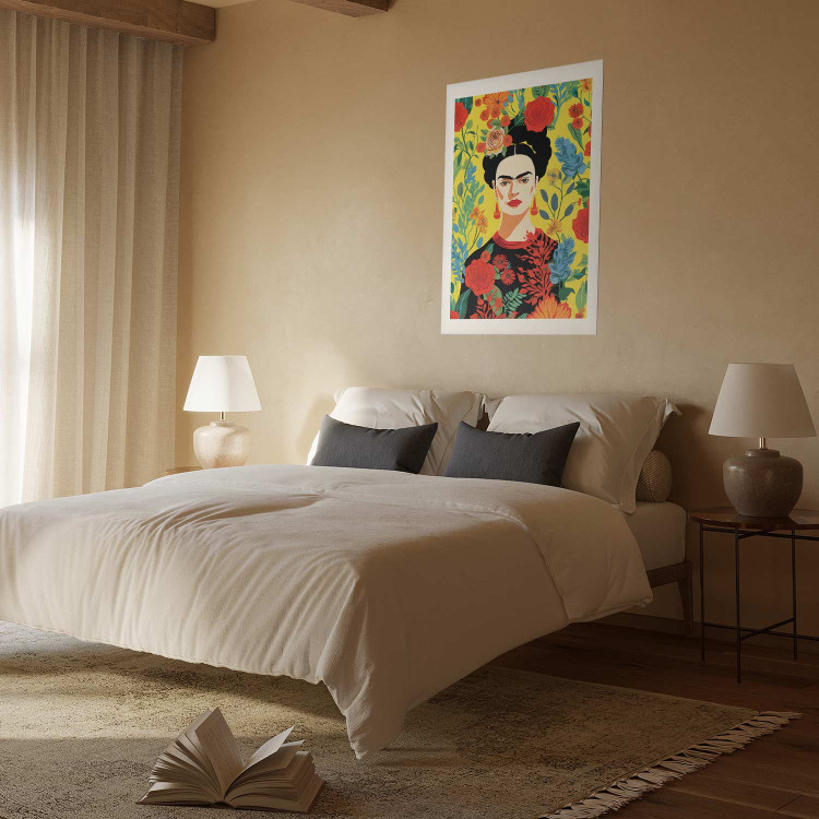 Poster Frida Kahlo - Geometric Portrait on Yellow Floral Background 152197 additionalImage 25