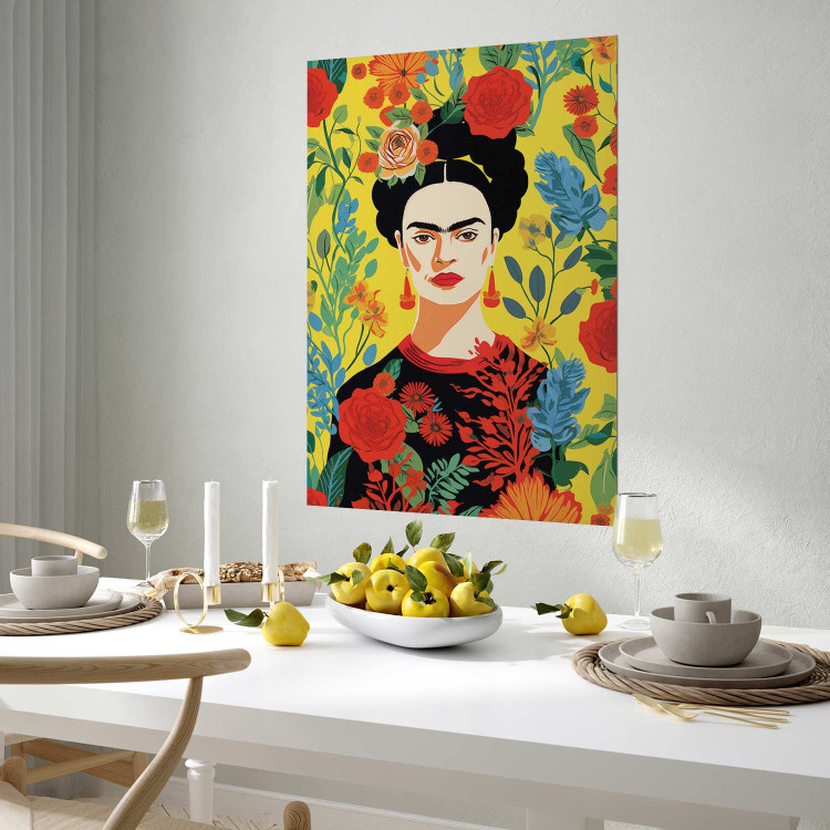 Poster Frida Kahlo - Geometric Portrait on Yellow Floral Background 152197 additionalImage 13