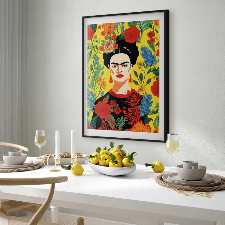 Poster Frida Kahlo - Geometric Portrait on Yellow Floral Background 152197 additionalImage 29