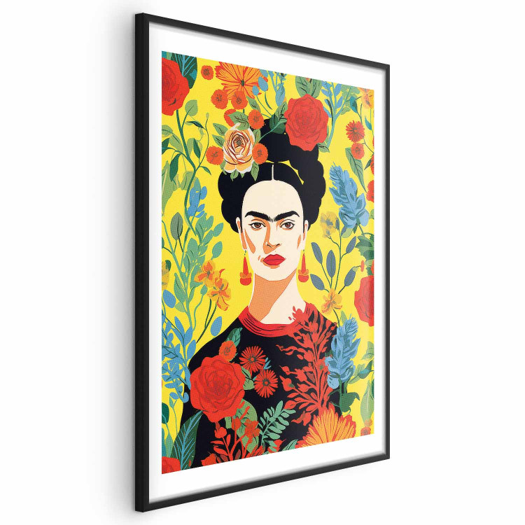 Poster Frida Kahlo - Geometric Portrait on Yellow Floral Background 152197 additionalImage 20