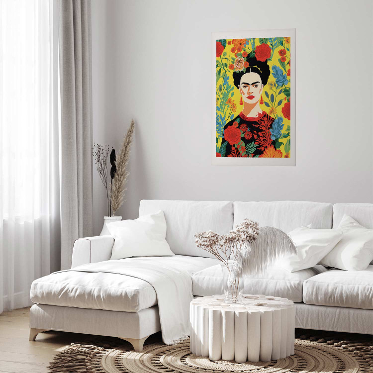 Poster Frida Kahlo - Geometric Portrait on Yellow Floral Background 152197 additionalImage 22