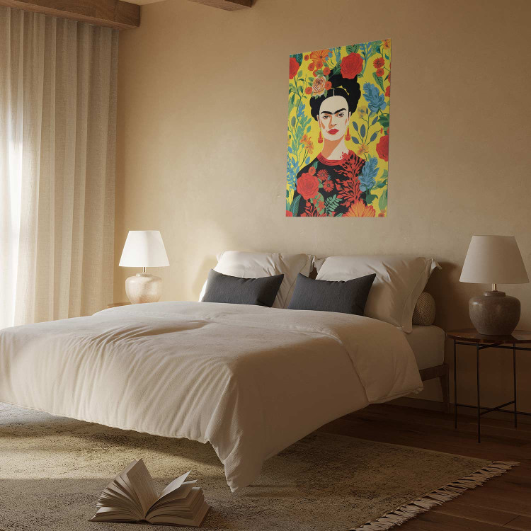 Poster Frida Kahlo - Geometric Portrait on Yellow Floral Background 152197 additionalImage 10