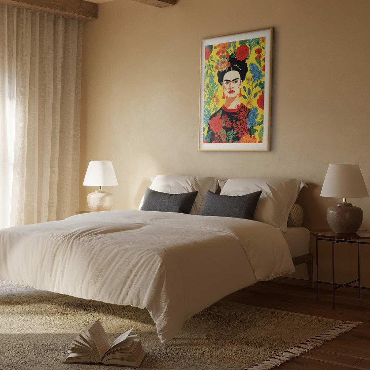 Poster Frida Kahlo - Geometric Portrait on Yellow Floral Background 152197 additionalImage 27
