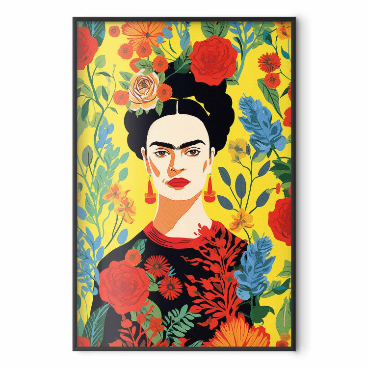 Poster Frida Kahlo - Geometric Portrait on Yellow Floral Background 152197 additionalImage 4