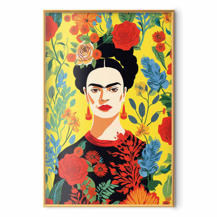 Poster Frida Kahlo - Geometric Portrait on Yellow Floral Background 152197 additionalImage 5