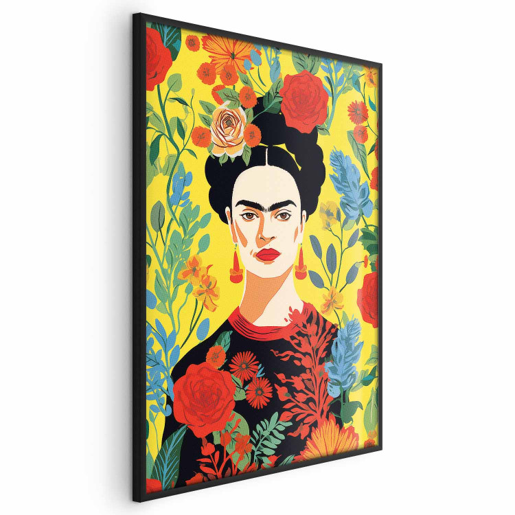 Poster Frida Kahlo - Geometric Portrait on Yellow Floral Background 152197 additionalImage 2