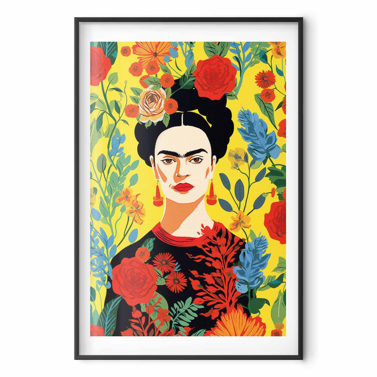 Poster Frida Kahlo - Geometric Portrait on Yellow Floral Background 152197 additionalImage 17