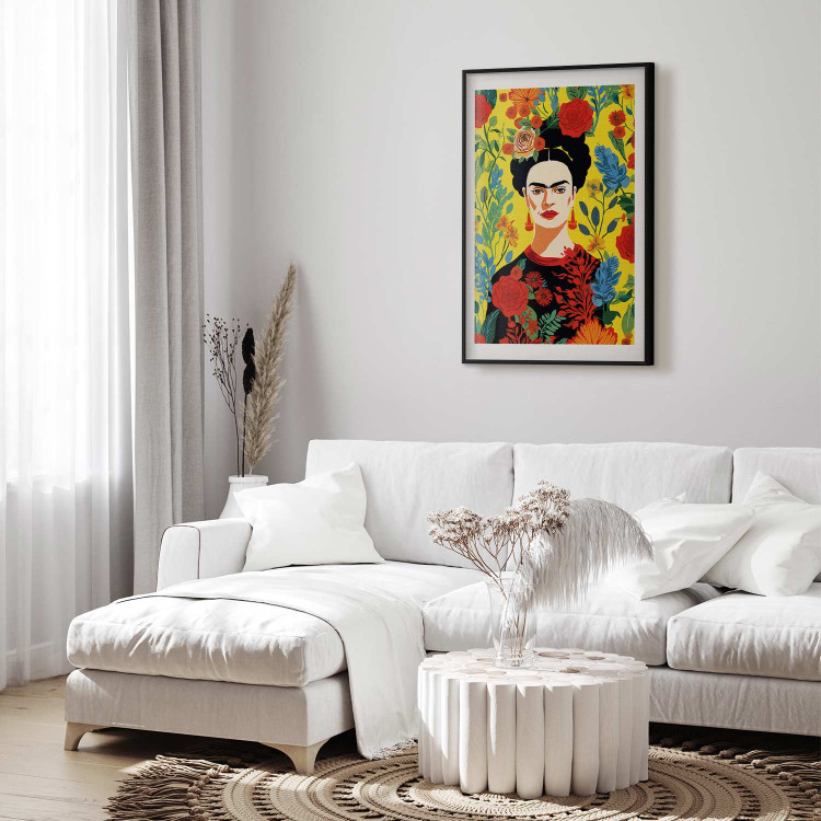 Poster Frida Kahlo - Geometric Portrait on Yellow Floral Background 152197 additionalImage 23