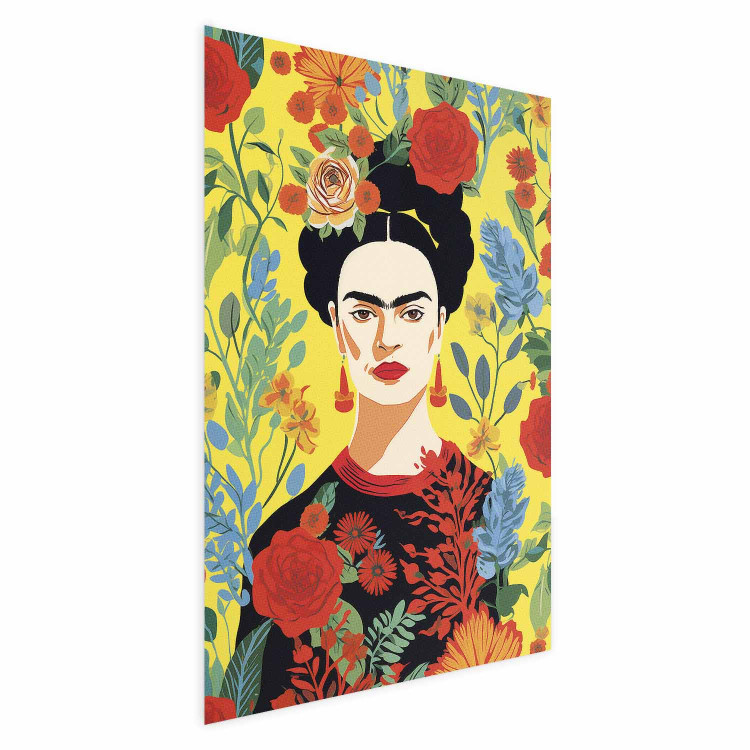 Poster Frida Kahlo - Geometric Portrait on Yellow Floral Background 152197 additionalImage 6