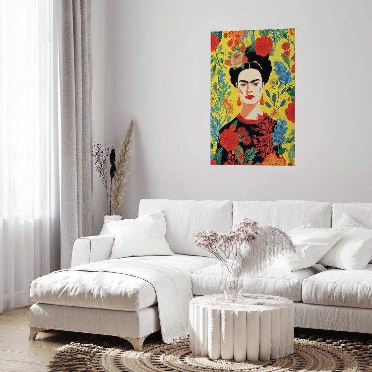 Poster Frida Kahlo - Geometric Portrait on Yellow Floral Background 152197 additionalImage 8