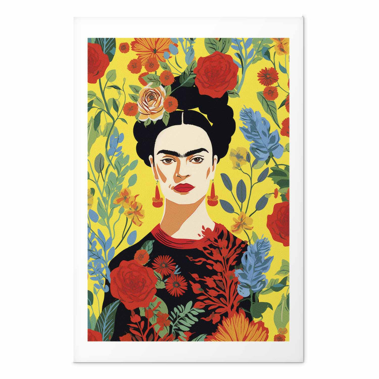 Poster Frida Kahlo - Geometric Portrait on Yellow Floral Background 152197 additionalImage 16