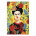 Poster Frida Kahlo - Geometric Portrait on Yellow Floral Background 152197