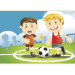 Wall Mural Football Players - Boys playing soccer on a green field for children 61197 additionalThumb 3