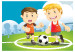 Wall Mural Football Players - Boys playing soccer on a green field for children 61197 additionalThumb 1