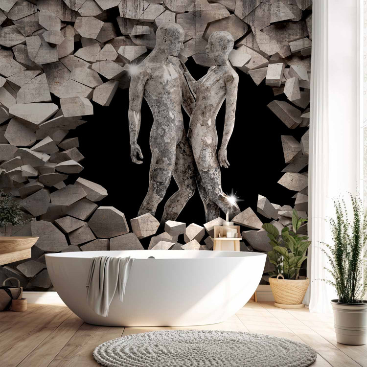 Wall Mural Love made of stone - shiny silhouettes surrounded by sharp elements 62297 additionalImage 8