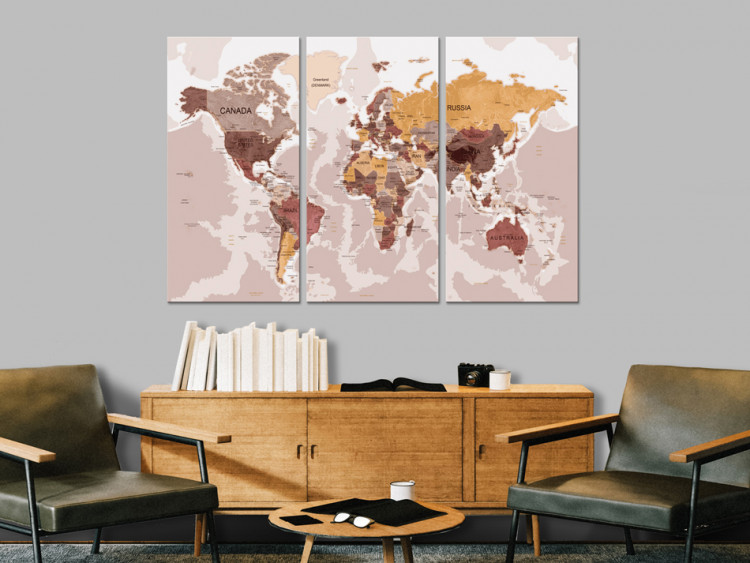 Canvas Print World Map: Brown Valley 92097 additionalImage 3