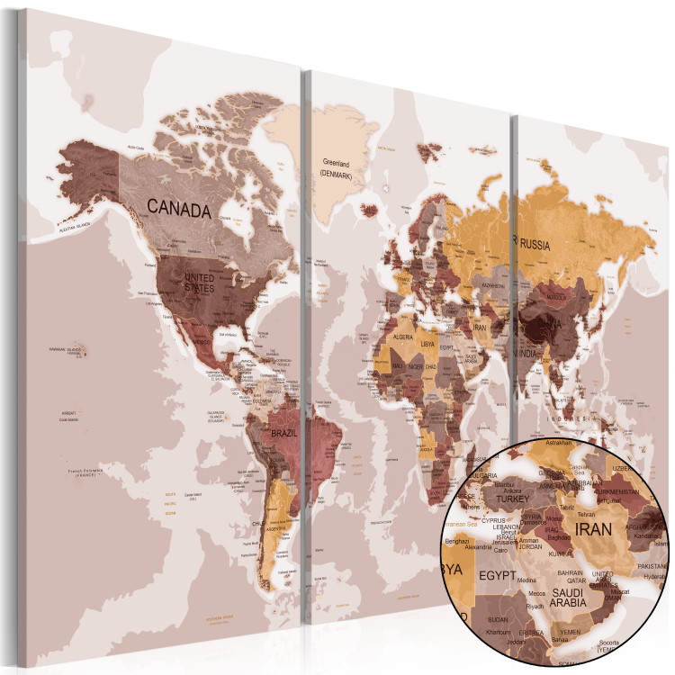 Canvas Print World Map: Brown Valley 92097 additionalImage 2