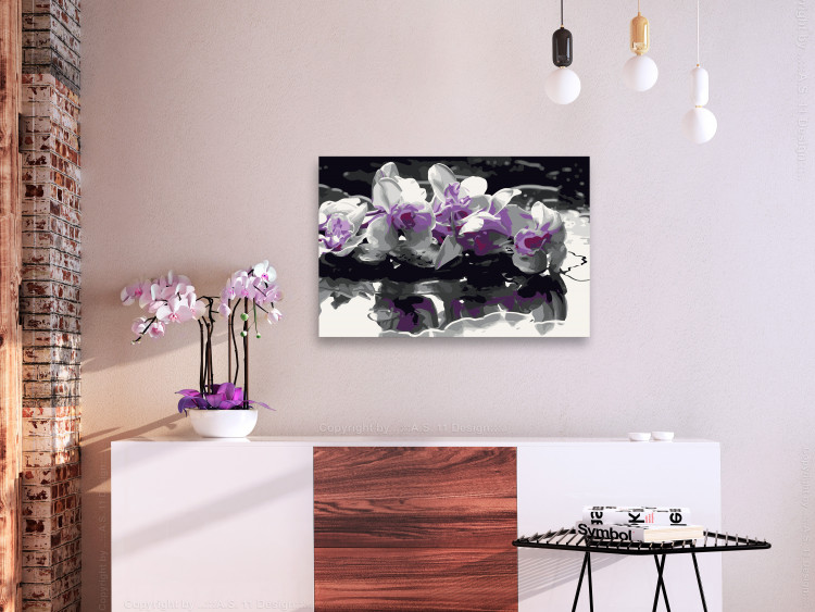 Paint by number Purple Orchid (Black Background & Reflection In The Water) 107508 additionalImage 2