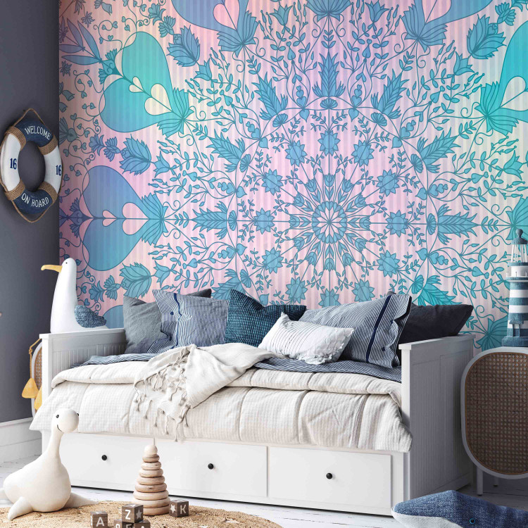 Wall Mural Pastel mandala - Oriental pattern in blue and pink color for Children's room 108008 additionalImage 4