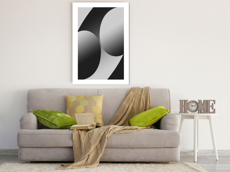 Wall Poster Sixty-Nine - black and white composition on a geometric background 116608 additionalImage 2