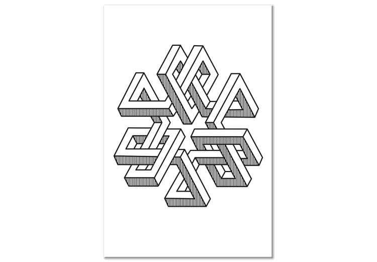Canvas Art Print Geometric maze - black and white abstraction with 3D effect 117508