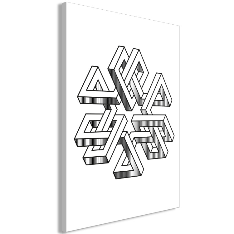 Canvas Art Print Geometric maze - black and white abstraction with 3D effect 117508 additionalImage 2