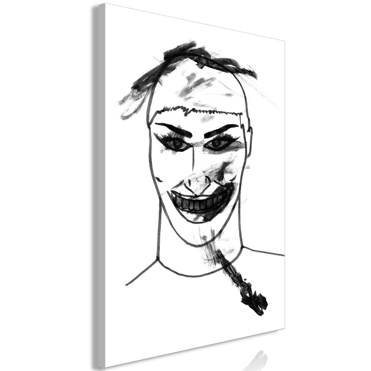 Canvas Art Print Is this a Joke (r)? - a grotesque black and white linear portrait 119108 additionalImage 2