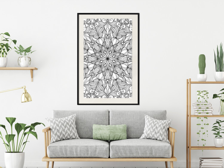 Wall Poster Monochromatic Mandala - black and white oriental patterns in Zen style 122308 additionalImage 22