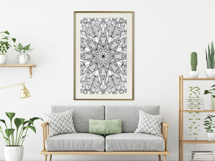 Wall Poster Monochromatic Mandala - black and white oriental patterns in Zen style 122308 additionalImage 21