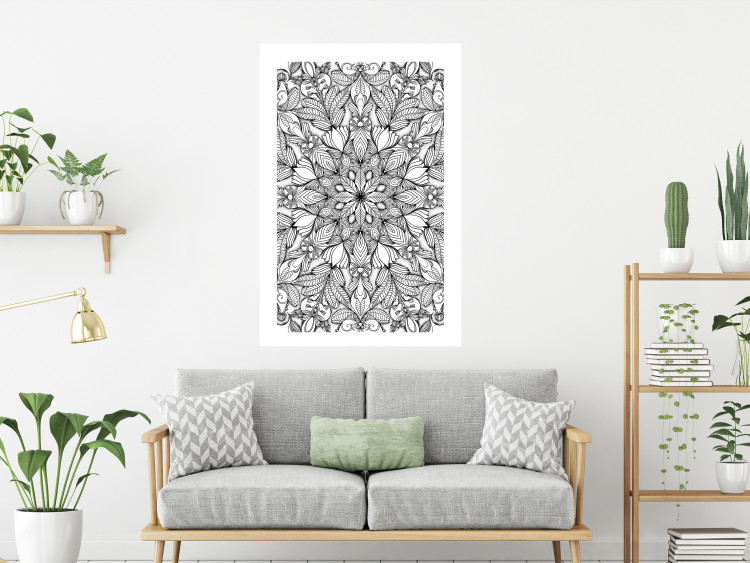 Wall Poster Monochromatic Mandala - black and white oriental patterns in Zen style 122308 additionalImage 4