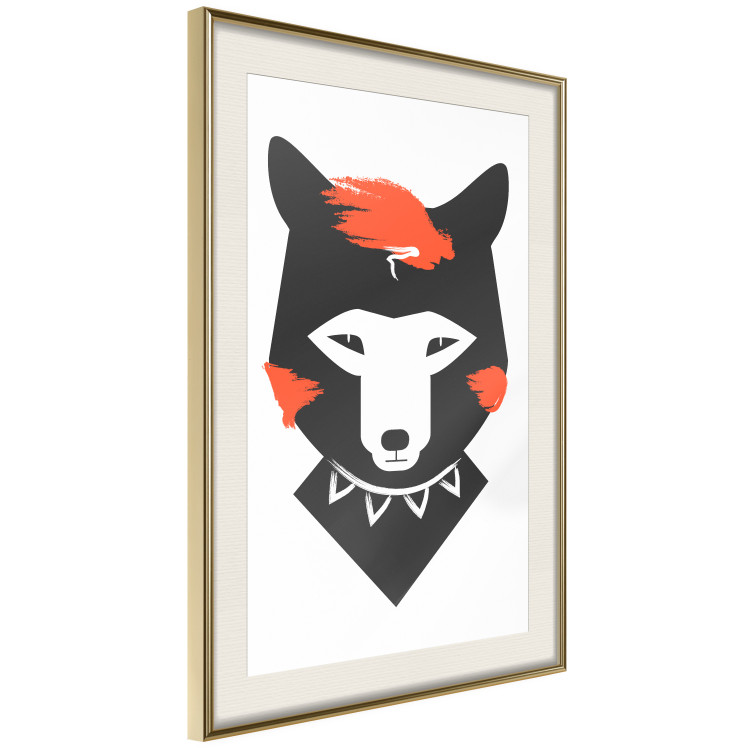 Poster Polite Fox - animal in a black warrior costume on a white background 122908 additionalImage 2