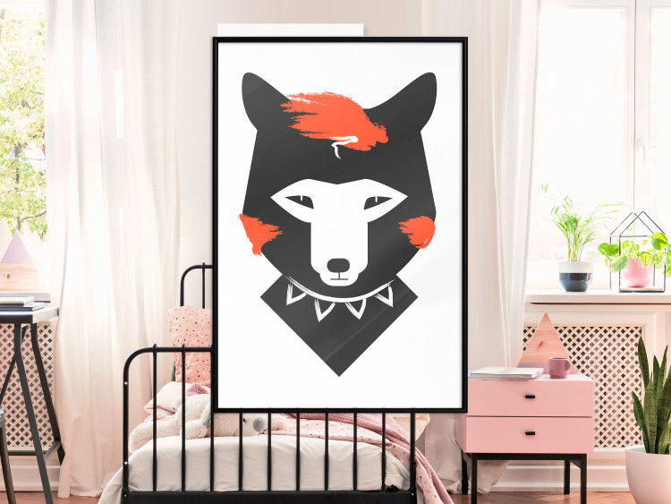 Poster Polite Fox - animal in a black warrior costume on a white background 122908 additionalImage 5
