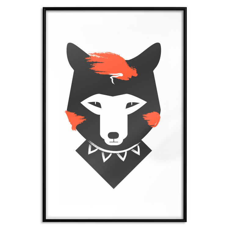 Poster Polite Fox - animal in a black warrior costume on a white background 122908 additionalImage 15