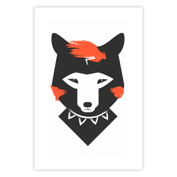 Poster Polite Fox - animal in a black warrior costume on a white background 122908 additionalImage 25