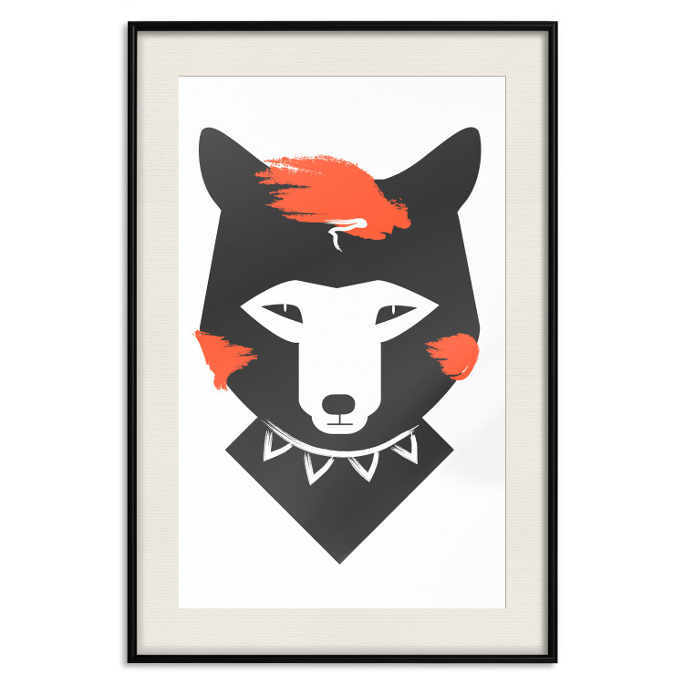 Poster Polite Fox - animal in a black warrior costume on a white background 122908 additionalImage 18