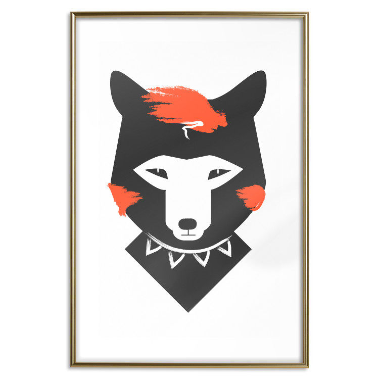 Poster Polite Fox - animal in a black warrior costume on a white background 122908 additionalImage 14